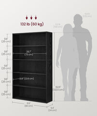 VASAGLE 5-Tier Bookshelf Storage Organizer - Black