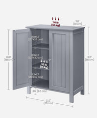 VASAGLE Bathroom Floor Storage Cabinet w/ 2 Adjustable Shelves - Dove Gray