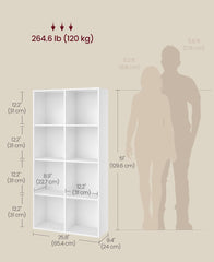 VASAGLE Bookshelf Bookcase 8 Cubes Storage Organizer - White