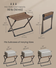 SONGMICS Leather Luggage Rack Foldable Suitcase Stand Set of 2 - Brown