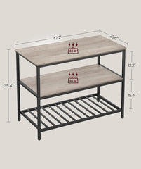 VASAGLE Kitchen Island w/ 3 Shelves w/ Large Wooden Worktop - Greige / Black