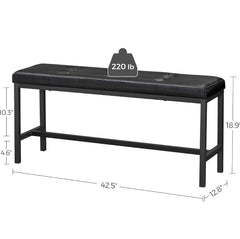 VASAGLE Dining Table Bench Leather Bench w/ Padded Seat - Black