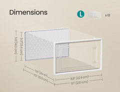 SONGMICS  Shoe Boxes Clear Plastic Sneaker Box Stackable Set of 18 - White