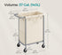 SONGMICS 37.0 Gallons (140 L) Laundry Basket 2 -Section w/ Wheels - Cream White