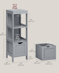 VASAGLE Bathroom Floor Cabinet Storage Organizer w/ 2 Drawers - Dove Gray