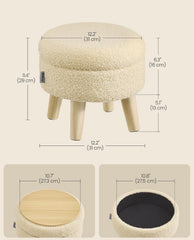 SONGMICS Foot Stool Small Storage Ottoman w/ Legs - Summer Sand