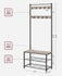 VASAGLE Coat Rack Hall Tree Shoe Storage Bench w/ Mesh Storage Shelves - Greige / Black