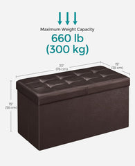 SONGMICS 30" Leather Folding Storage Ottoman Bench w/ Flipping Lid - Brown