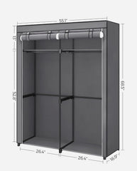 SONGMICS Closet Wardrobe Clothes Storage Portable Organizer Rail w/ Cover - Gray