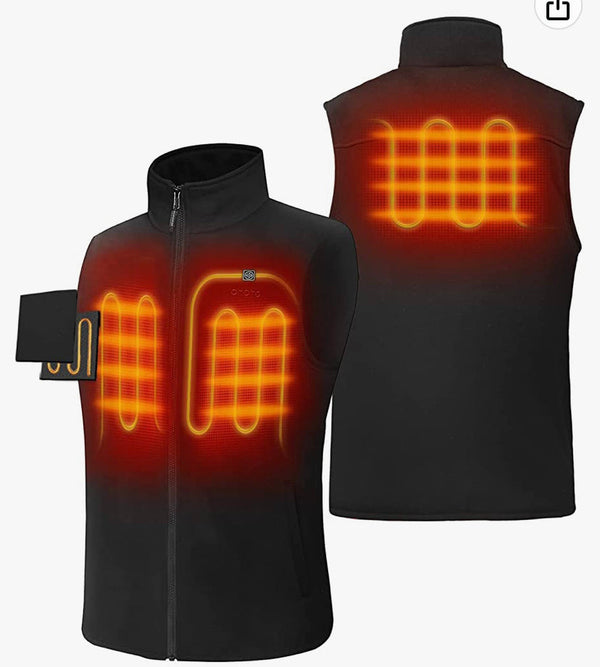 ORORO Women's 3 Zone Fleece Heated Vest Black - Size M
