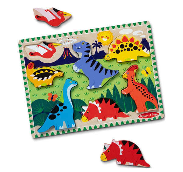 Melissa & Doug Dinosaur Wooden Chunky Puzzle (7 pcs) - FSC-Certified Materials