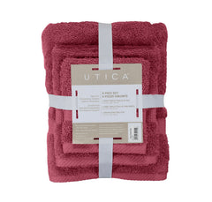 Utica 6-piece Luxury Towel Set, 2 Bath Towels 2 Hand Towels 2 Washcloths - 600 Gsm 100% Ring Spun Cotton Highly Absorbent Soft Towels For Bathroom - Ideal For Everyday Use, Hotel & Spa - (Red)