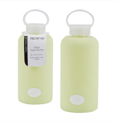 Apana Glasss Water Bottle w/ Silicone Sleeve Yellow 15oz