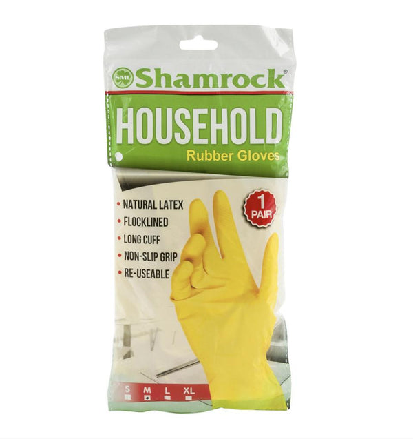 Shamrock Household Rubber Gloves Re-Useable Latex Gloves - Medium