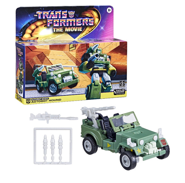 Transformers: Retro The Movie Autobot Hound Collectible Converting Vehicle Kids Toy Action Figure for Boys and Girls Ages 8 9 10 11 12 and Up (7”)