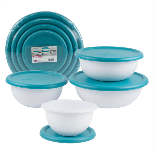 Sterilite 8pc BPA-Free Bowl Set - Teal (4 Lids & 4 Bowls)