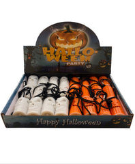 Box of Halloween Favors Light Up Necklace (12x Skeleton/12x Pumpkin)