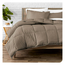 Bare Home Goose Down Alternative Comforter Set, Premium 1800 Collection, with Pillow Shams, 3 Piece Set, Full, Taupe