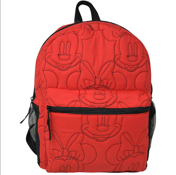 Disney Minnie Mouse Quilted Embroidered Red Backpack 16"