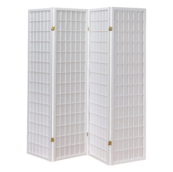 White 4 Panel Room Divider Partition (17.25"L x 1"W x 70.5"H each panel)