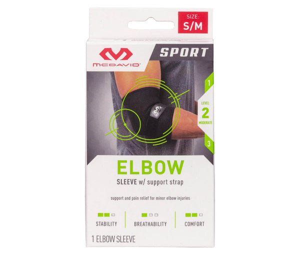 McDavid Sport Injury and Pain Relief Compression Black Elbow Sleeve with Strap Support, Large/Extra-Large