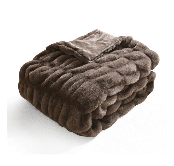 Better Homes & Gardens Dk Brown Polyester Faux Fur Reverse to Mink Throw Blanket, 50"X60", for Adult