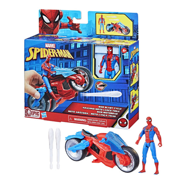 Marvel: Spider-Man Web Blast Cycle Kids Toy Action Figure for Boys and Girls Ages 4 5 6 7 8 and Up (8”)