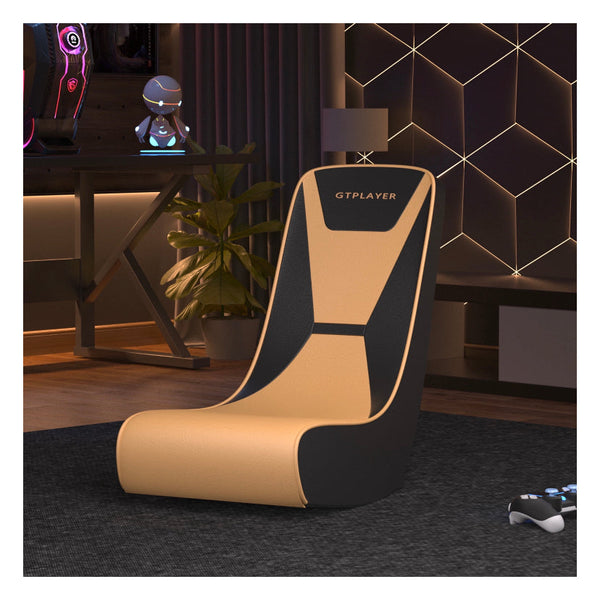 GTRACING Faux Leather Floor Rocker Video Gaming Chair, Orange