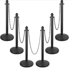 Plastic Stanchion with 6 in. x 39.5 in. L Chains PE Plastic Crowd Control Barrier for Warning & Crowd Control,(6-Piece)