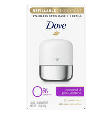 Dove Beauty 0% Aluminum Coconut & Pink Jasmine Refillable Deodorant Stainless Steel Case