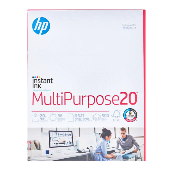 HP Multipurpose20, 20lb, 8.5x 11, White, 500 Sheets