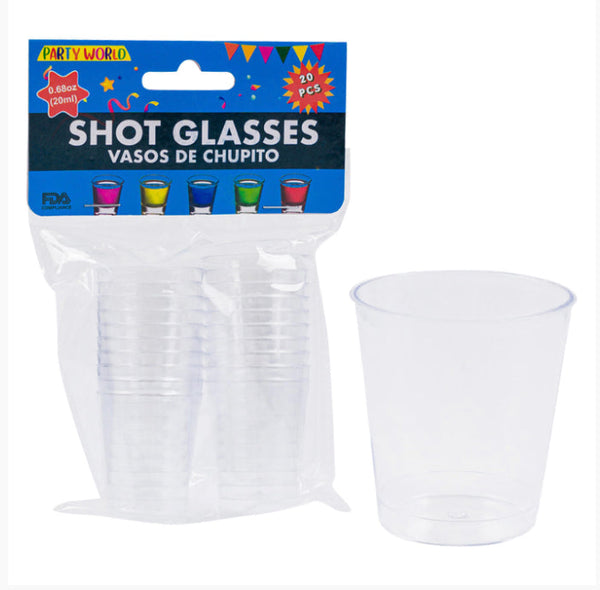 Plastic Clear Shot Cup 20pc 0.68oz