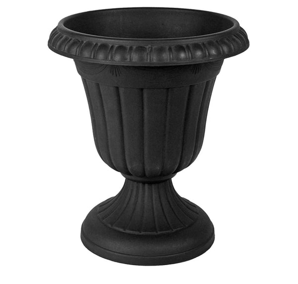 Arcadia Garden Products 10x12" Traditional Plastic Urn Planter, Black