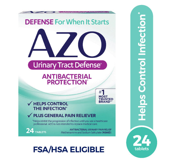 AZO Urinary Tract Defense Antibacterial Protection, #1 Most Trusted Urinary Health Brand, 24 Tablets