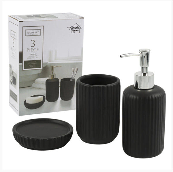 Bathroom 3pc Embossed Set - Gray