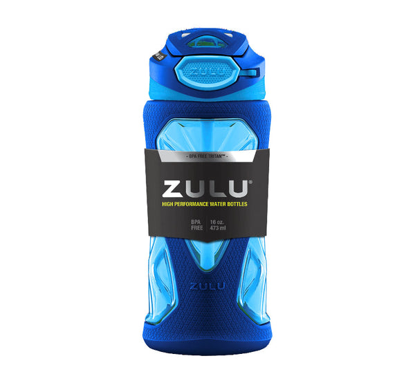 ZULU Torque 16 fl oz Blue Plastic Water Bottle with Straw Lid