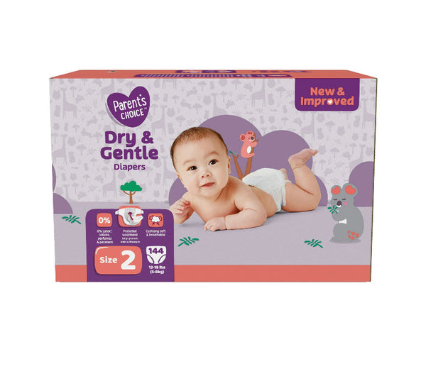 Parent's Choice Dry & Gentle Diapers Size 2 - 144ct