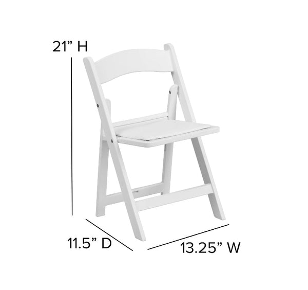 Flash Furniture Kids White Resin Folding Chair with White Vinyl Padded Seat - set of 2