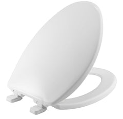 Mayfair Caswell Slow Close Elongated Plastic Toilet Seat in White Never Loosens