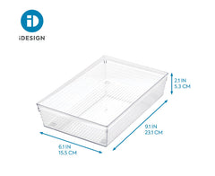 iDesign Sierra Clear Plastic Drawer and Shelf Organizer Tray, 9" L x 6" W x 2.1" H