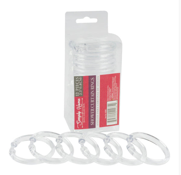 Shower Curtain 2.3" Rings 12pc - Clear