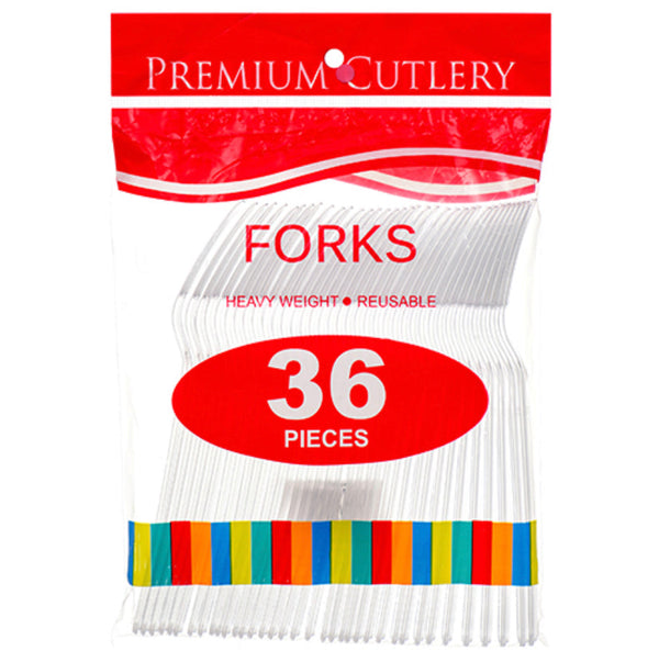 Premium Cutlery Heavyweight Resuable Plastic Fork 36ct