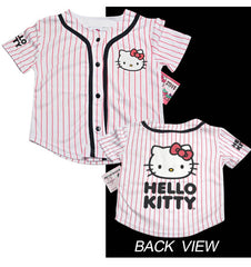 Sanrio Hello Kitty Logo PinStripe Baseball Girl Jersey Size 4 - Pink