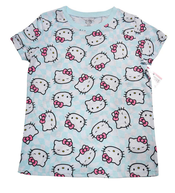 Sanrio Hello Kitty Logo Girl T-Shirt Size 14/16 - Baby Blue